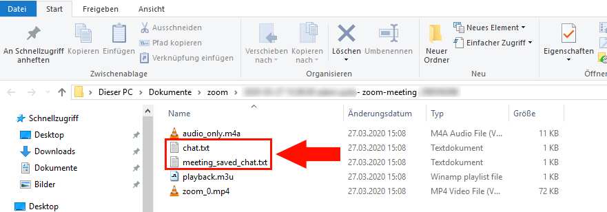 Explorer window with the Chat.txt files