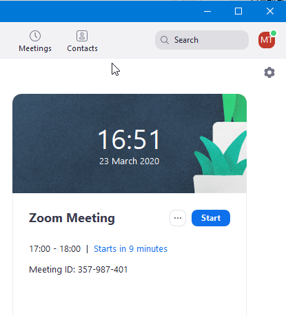 Start zoom meeting
